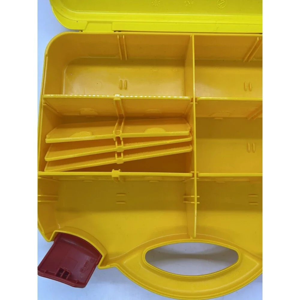 LEGO Yellow And Orange Plastic Carrying Case With Latches And Dividers 11” X 9”